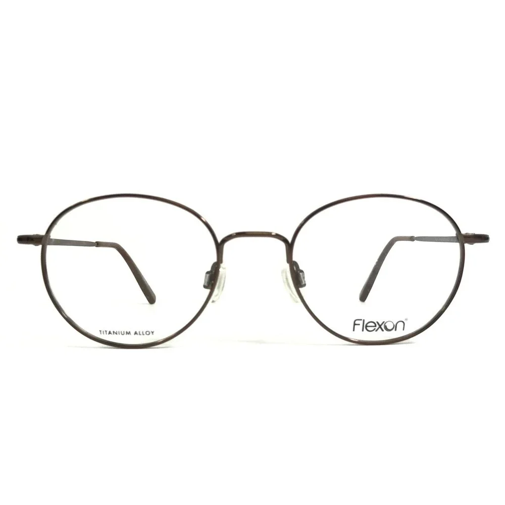 Flexon Eyeglasses Frames EDISON 600 210 Dark Copper Brown Round 47-19-140